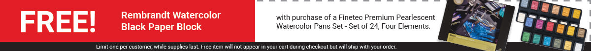 FREE! Rembrandt Watercolor Black Paper Block with purchase of a Finetec Premium Pearlescent Watercolor Pans Set - Set of 24, Four Elements. FREE! Rembrandt Watercolor Black Paper Block with purchase of a Finetec Premium Pearlescent Watercolor Pans Set - Set of 24, Four Elements.