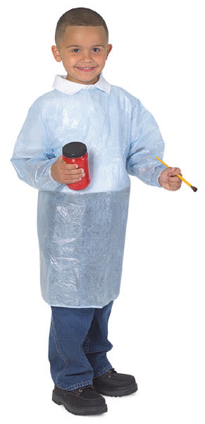 Child's Smart Smock - Child wearing smock and holding brush and paint