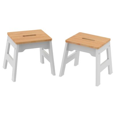 Melissa & Doug Wooden Stool Set - White/Natural