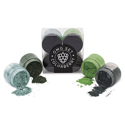 Colorberry OMG Pigment Set - Forest, Set of 4, 25 g, Jars (Shown in and out of packaging)