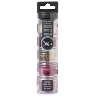 Sizzix Biodegradable Fine Glitter - Pink Punch, 12 grams, Set of 5 Pots