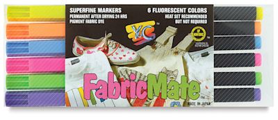 Yasutomo FabricMate DYE Ink Markers - Front of package of Fluorescent markers