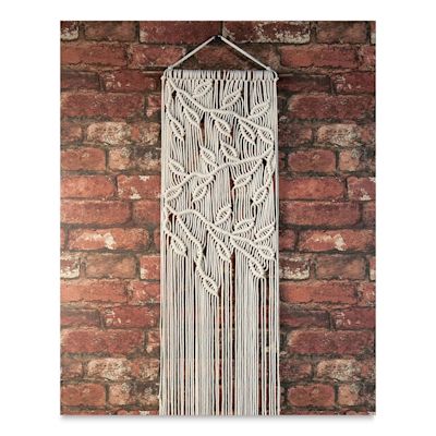Solid Oak Make-ramé Macramé Wall Hanging Kit - Leaves and Branches (Completed wall hanging)
