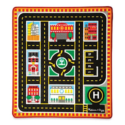 Melissa & Doug Activity Rug - Round the City Rescue Rug and Vehicle Set