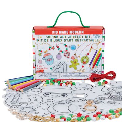 Kid Made Modern Shrink Art Jewelry Kit - Christmas (package with contents)