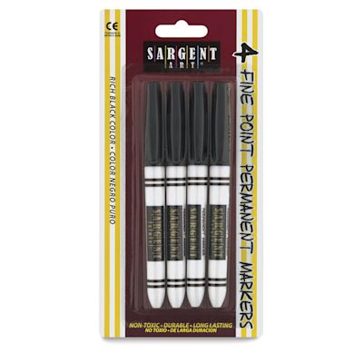 Sargent Art Permanent Fine Point Markers - Set of 4, Black