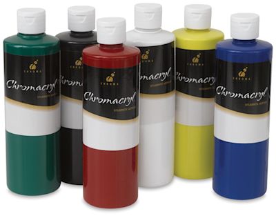 Chromacryl Students' Acrylics, Set of 6 Primary 16oz Bottles Inside of Package