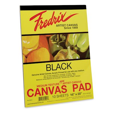 Fredrix Canvas Pad - 16" x 20", Black, 10 Sheets