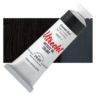 Utrecht Artists' Oil Paint - Chromatic Black, 37 ml, Swatch with Tube