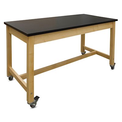 Hann Collaboration Table, Black High Pressure Laminate Top, 30" W x 60" L