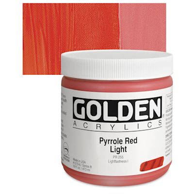 Golden Heavy Body Artist Acrylics - Pyrrole Red Light, 16 oz Jar