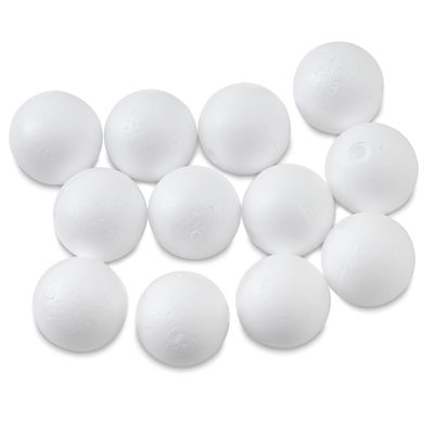 Smooth Foam Crafter's Foam - Contents of package of 12 pc Foam Balls shown