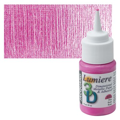 Jacquard Lumiere 3D Dimensional Metallic Paint and Adhesive - Pink, 1 oz bottle