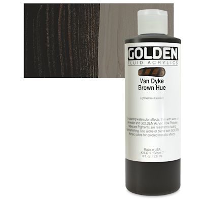 Golden Fluid Acrylics - Van Dyke Brown Historical Hue, 8 oz bottle
