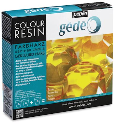 Gedeo Colour Resin - Front angled view of package of Topaz Colour Resin