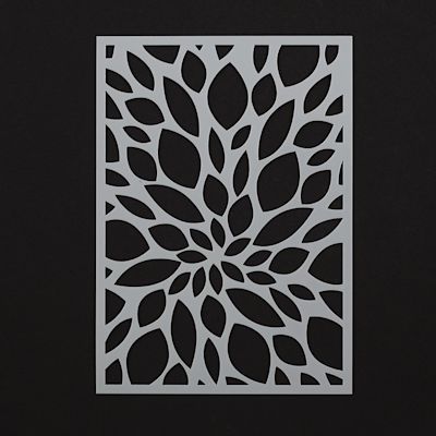 Gelli Arts Stencil - Top view of Leaves Stencil on black background