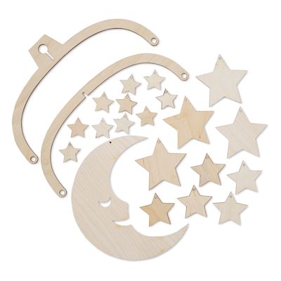 Leisure Arts Wood Mobile Moon and Stars Kit (Kit contents)