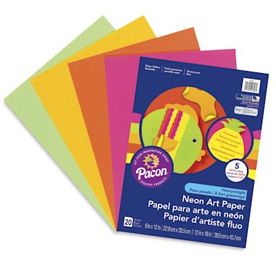 Pacon UCreate Neon Art Paper - 5 neon sheets fanned with label