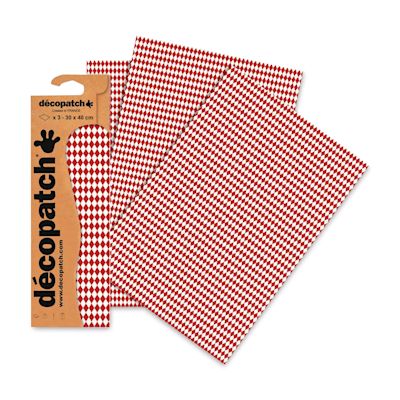 DecoPatch Papers - Red/White Diamonds, Package of 3, 12" x 16"