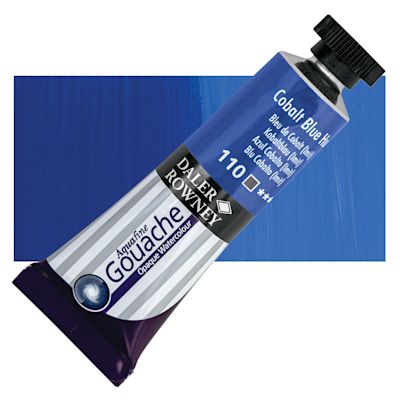 Daler Rowney Aquafine Gouache - Cobalt Blue Hue, 15 ml, Tube with Swatch