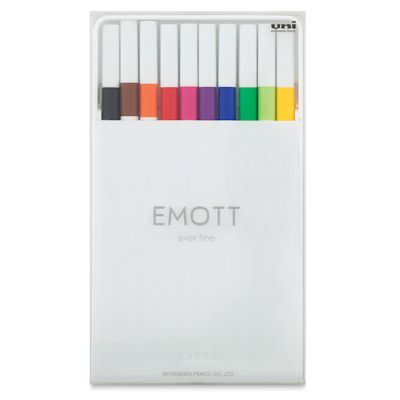 Uni Emott Fineliner Sets - Front of package of Set 1 10 pc Assorted Colors