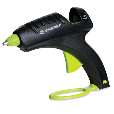 Surebonder Low Temperature Glue Gun - Side view of Glue Gun on attached stand