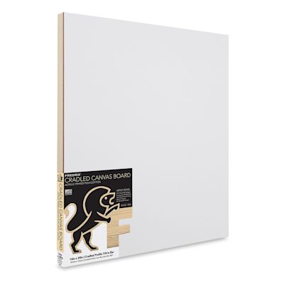 Fredrix Cradled Canvas Board - 16" x 20" x 7/8" (In packaging, angled view)