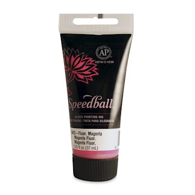 Speedball Water-Soluble Block Printing Ink - Fluorescent Magenta, 1.25 oz