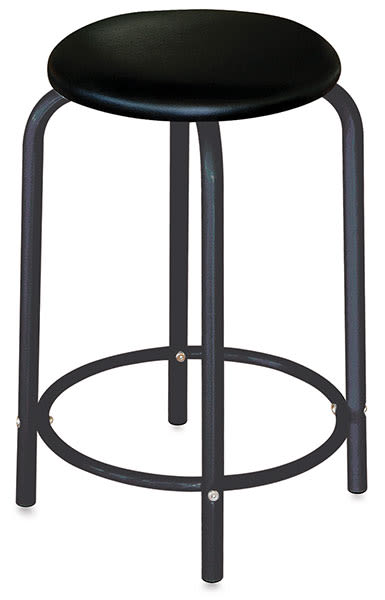 Martin Universal Design Ashley Studio Stool - front view showing steel legs and vinyl seat
