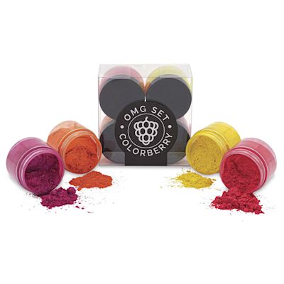 Colorberry OMG Pigment Set - Juicy, Set of 4, 25 g, Jars (In and out of packaging)