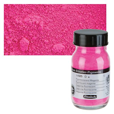 Schmincke Pigment - Fluorescent Magenta, 100 ml Jar with Swatch