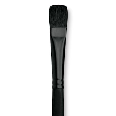 Grumbacher Black Diamond Black Hog Bristle Brush - Bright, Long Handle, Size 10