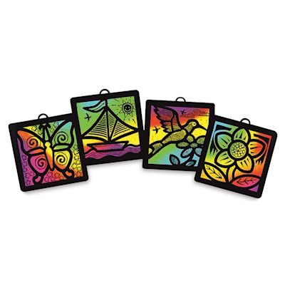Scratch-Art Light Catchers Group Pack - Finished Light Catchers shown