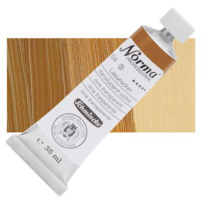 Schmincke Norma Professional Oil Paint - Translucent Ochre, 35 ml, Tube with Swatch