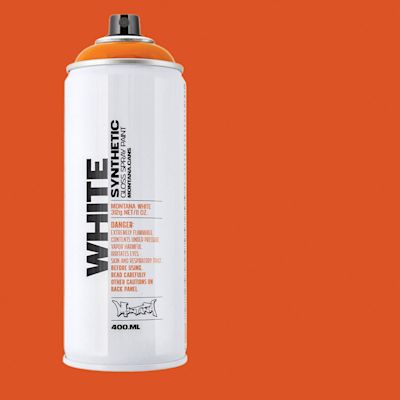 Montana White Spray Paint - Campari Orange, 400 ml, Spray Can with Swatch