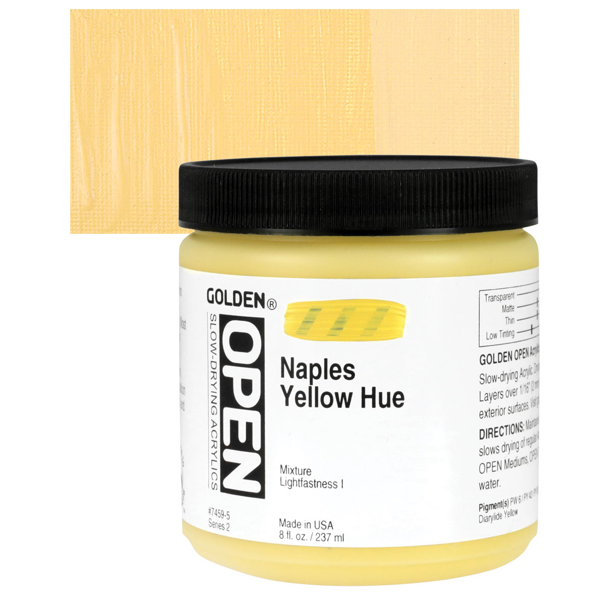 Golden Open Acrylics Naples Yellow Hue 8 Oz Jar BLICK Art Materials