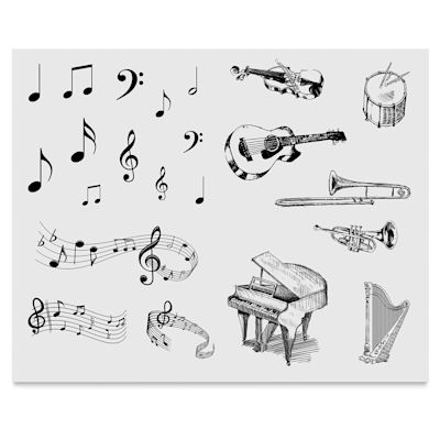 Mayco Designer Silkscreens - Screen of Musical motifs shown