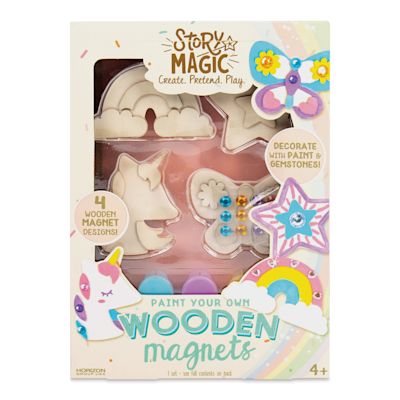 Story Magic Paint Your Own Wooden Magnets Kit (Front of packaging)