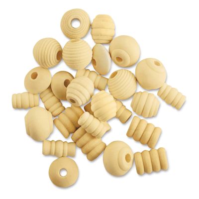 Krafty Kids Wood Beads - Fancy, Unfinished, Package of 28