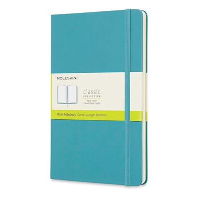 Moleskine Classic Hardcover Notebook - Reef Blue, Blank, 8-1/4" x 5"