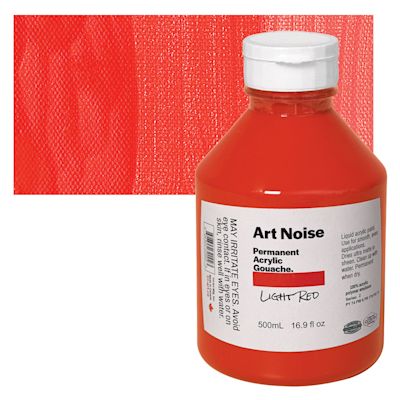 Tri-Art Art Noise Permanent Acrylic Gouache - Light Red, 500 ml, Bottle with Swatch