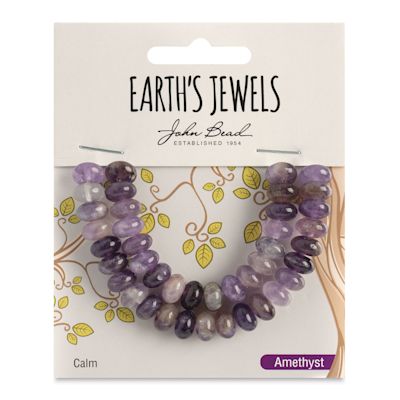 John Bead Semi-Precious Beads - Dogtooth Amethyst, Rondell, 5 mm x 8 mm, 41 beads