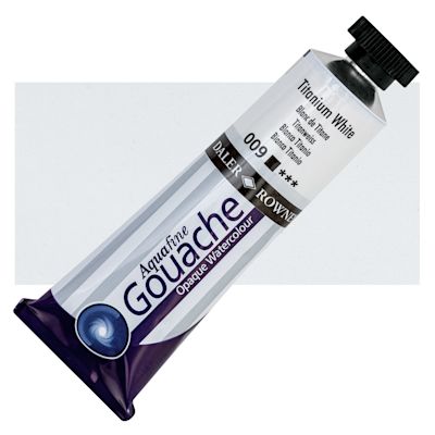 Daler Rowney Aquafine Gouache - Titanium White, 38 ml, Tube with Swatch