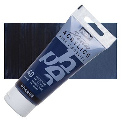 Pebeo High Viscosity Acrylics - Payne's Grey, 100 ml, Swatch with Tube