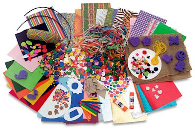Big Box of Art Materials - Stacks of various craft materials shown