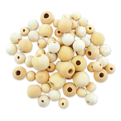 Krafty Kids Wood Beads - Round, Unfinished, Package of 60