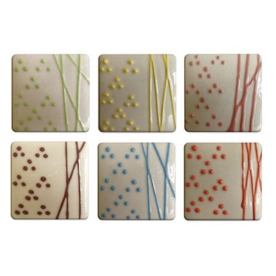 Spectrum Raised Accent Glazes - Six tiles glazed with colors from Set 1