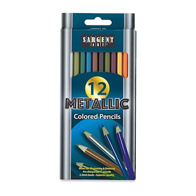 Sargent Art Metallic Colored Pencil Set - Front of 12 pc Metallic Pencil package