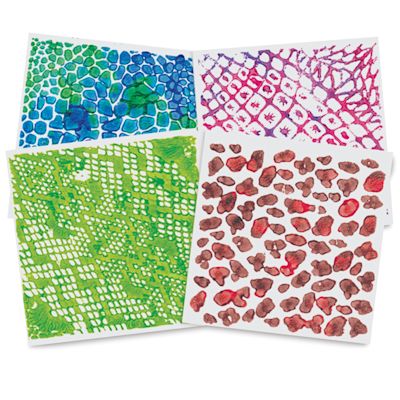 Roylco Rubbing Plate Set - Finished art examples using Animal Skins 4 Pc Plate Set