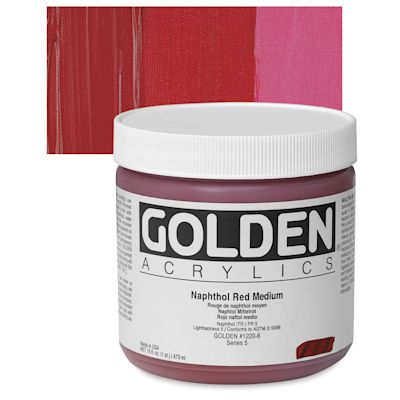 Golden Heavy Body Artist Acrylics - Naphthol Red Medium, 16 oz Jar